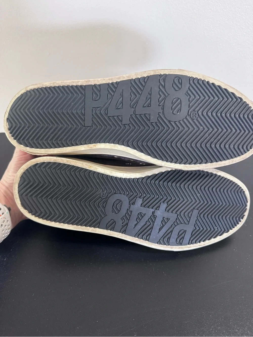 P448 Suede & Polka Dot Low-Top Sneakers in Black, Gray & Lavender